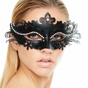 Black Laser Cut Unisex Premium Masquerade Mask